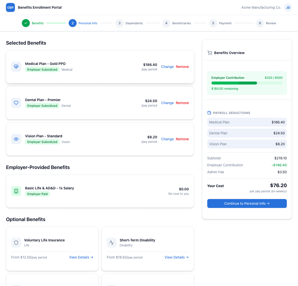 Benefits Enrollment Portal